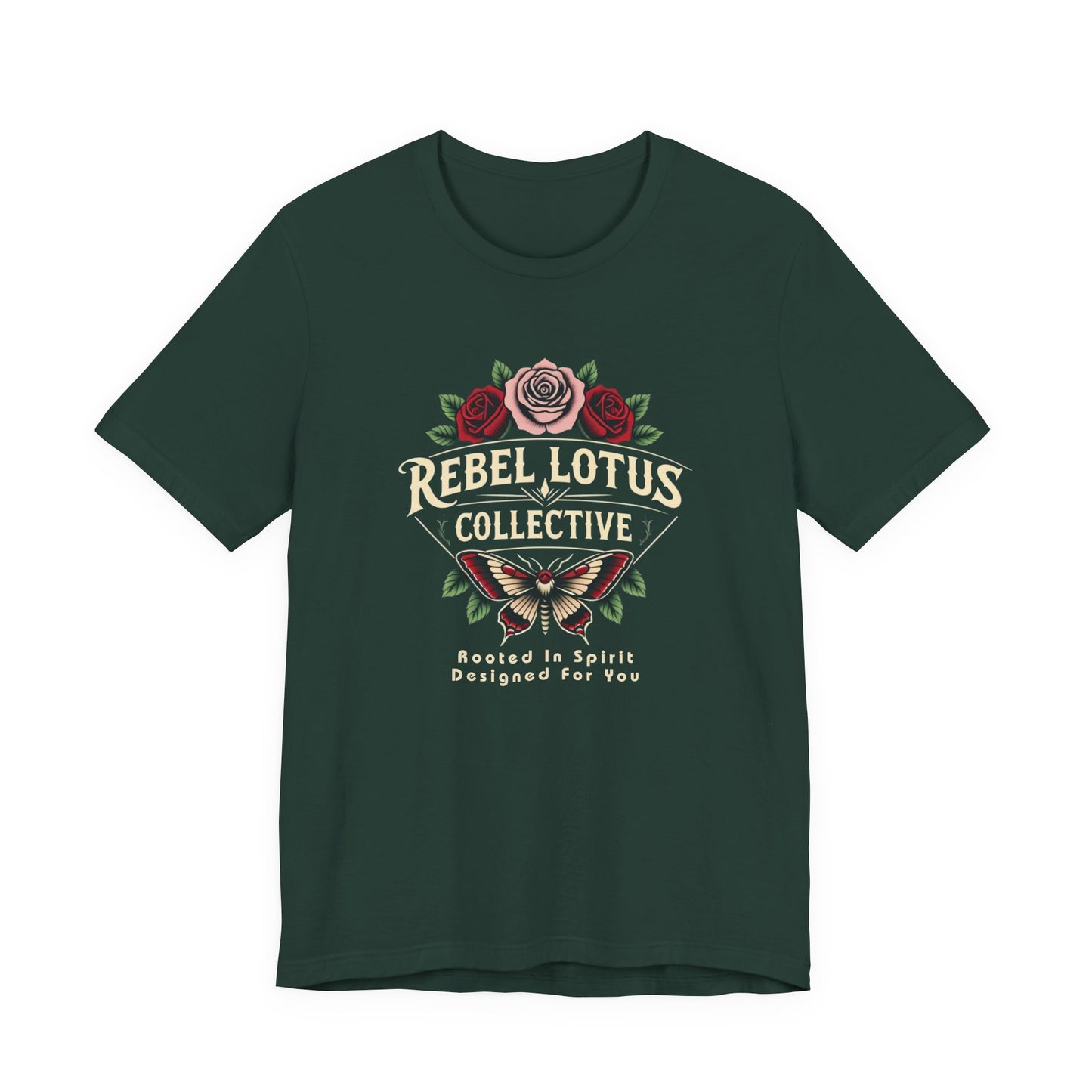 Rebel Lotus Collective Tee - Unisex Short Sleeve Shirt, Boho Style Apparel, Spiritual Gift, Festival Wear, Nature-Inspired Fashion