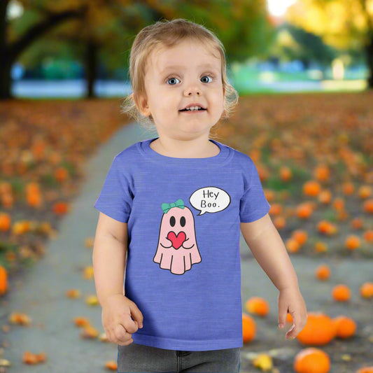Adorable Toddler Ghost T-Shirt - 'Hey Boo' Design, Fun Kids Tee, Halloween Costume, Playdate Outfit, Gift for Toddlers