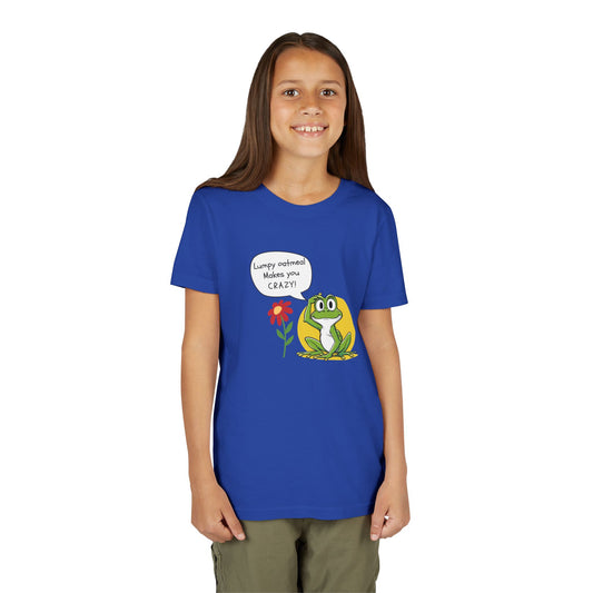 Lumpy Oatmeal Makes You CRAZY Funny Frog Youth Tee - Wishing You Crazy Fun, Cute Kids T-Shirt, Birthday Gift, Summer Outfit, Playful Apparel, Nature Lover Shirt