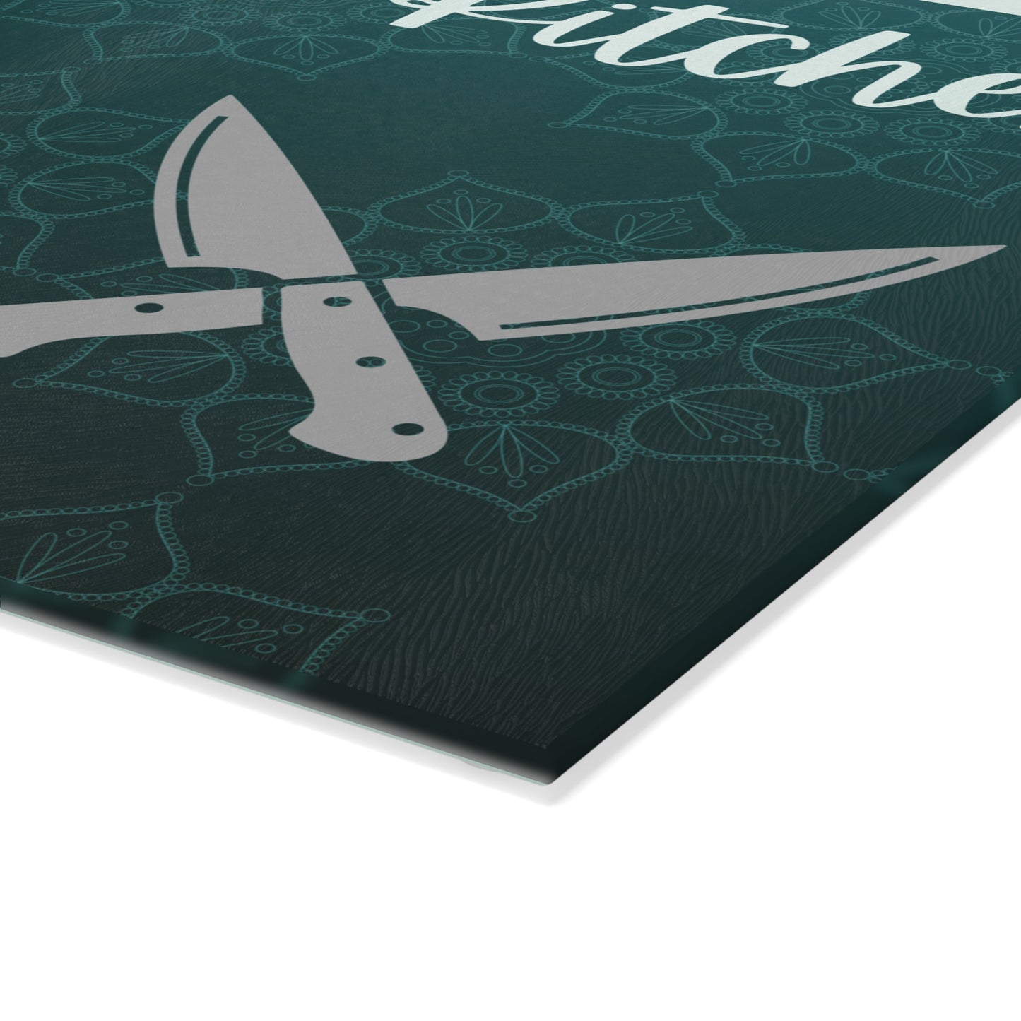 Personalized Glass Cutting Board - 'Peace Love & Sharp Knives' Kitchen Decor