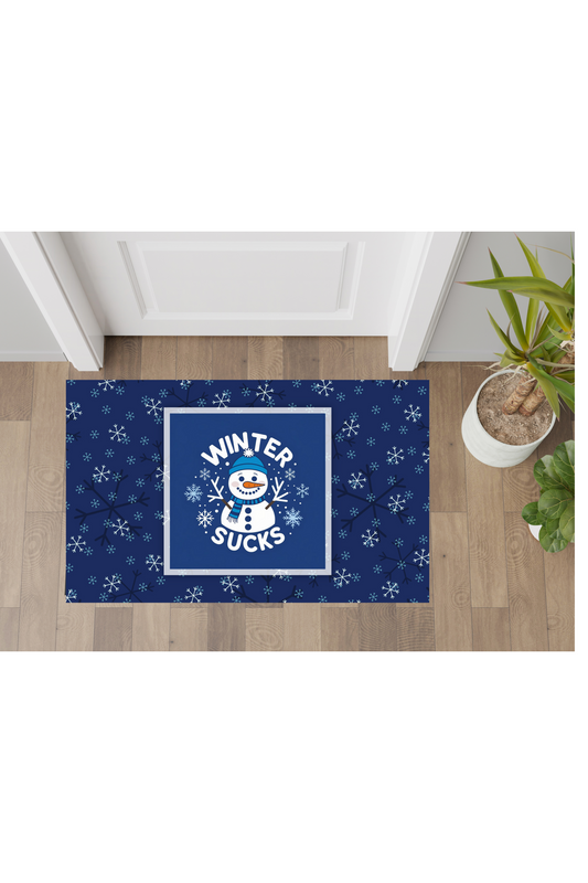 Winter-Themed Polyester Doormat, Snowman Design, Seasonal Home Décor, Christmas, Holiday Gift, Winter Welcome Mat