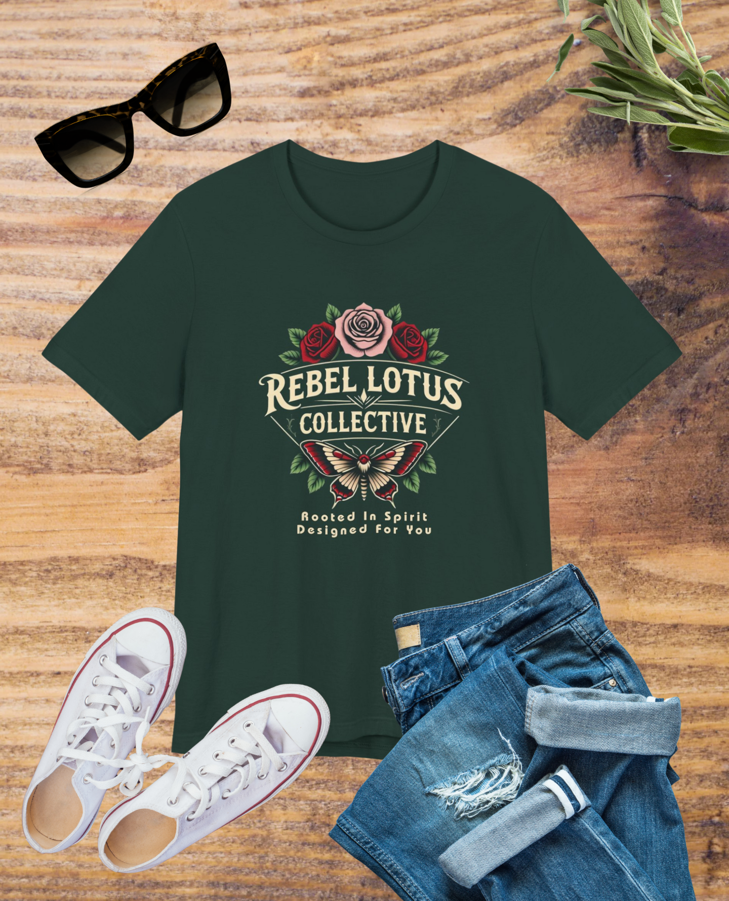 Rebel Lotus Collective Tee - Unisex Short Sleeve Shirt, Boho Style Apparel, Spiritual Gift, Festival Wear, Nature-Inspired Fashion