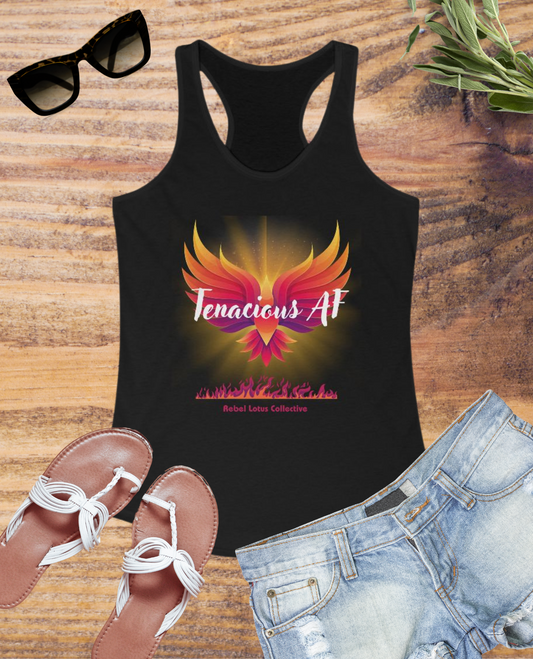 Empowering Women's Racerback Tank - "Tenacious AF" - Fitness Apparel, Inspirational Shirt, Workout Gear, Summer Top, Gift for Her